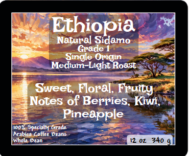 Ethiopia Natural Sidamo Durato Bombe Kontama GR1 label